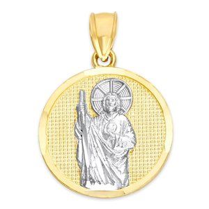 10k Solid Gold St Jude Pendant, Saint Jude Jewelry